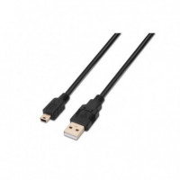 Cable USB 2.0 AISENS A101-0026 a Macho a Mini USB B Macho 3 Metros Negro