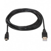 Cable USB 2.0 AISENS A101-0026 a Macho a Mini USB B Macho 3 Metros Negro