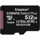 Memoria Microsd KINGSTON Canvas Select Plus 512GB Clase 10 con Adaptador Sd (SDCS2/512GB)