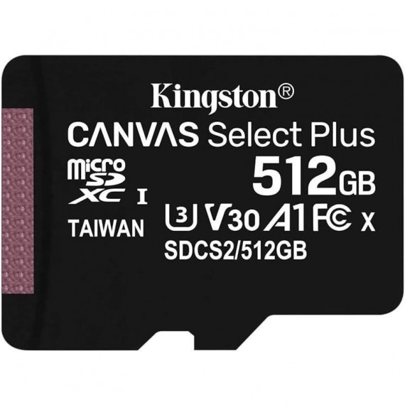 Memoria Microsd KINGSTON Canvas Select Plus 512GB Clase 10 con Adaptador Sd (SDCS2/512GB)
