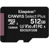 Memoria Microsd KINGSTON Canvas Select Plus 512GB Clase 10 con Adaptador Sd (SDCS2/512GB)