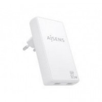Cargador de Pared AISENS Gan 65W Pd 3.0 Qc 3.0 2XUSB-C Blanco (ASCH-65W2P077-W)