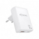 Cargador de Pared AISENS Gan 30W Pd 3.0 Qc 3.0 Usb-a y Usb-c Blanco (ASCH-30W2P074-W)