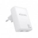 Cargador de Pared AISENS Gan 30W Pd 3.0 Qc 3.0 2XUSB-C Blanco (ASCH-30W2P075-W)