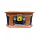 SUNSTECH Tocadisco Madera PXRC52CD Bt con Radio Am/fm, Usb,lector Tarjeta Sd, Reproductor CD y Casse