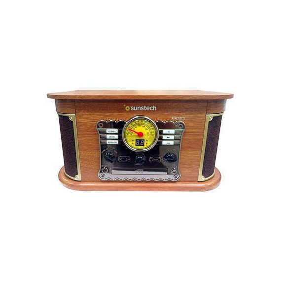 SUNSTECH Tocadisco Madera PXRC52CD Bt con Radio Am/fm, Usb,lector Tarjeta Sd, Reproductor CD y Casse