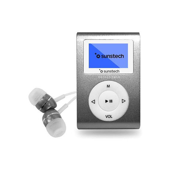 SUNSTECH Reproductor MP3 Dedalo Iii Gris 8GB, Radio Fm, Auriculares Incluidos