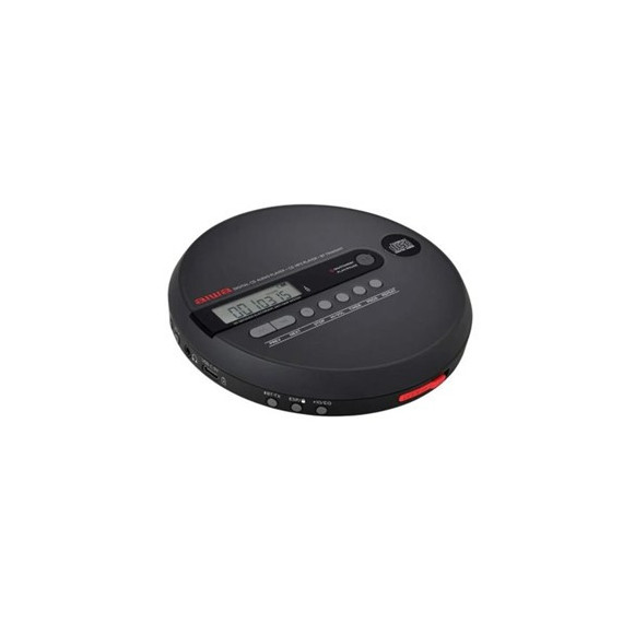 AIWA  Reproductor CD Portatil Discman PCD-1000 Negro Anti Shock Incluye 2X Pilas, Auricular