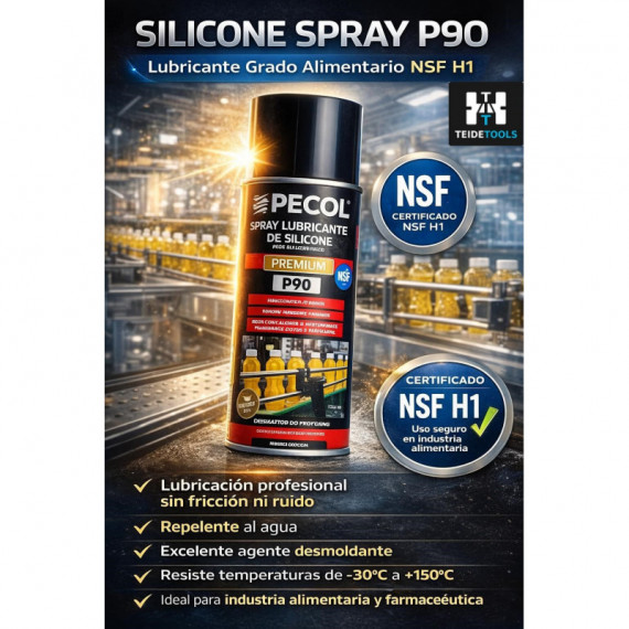 Spray lubricante de silicona P90 400ml Pecol Caja 6ud