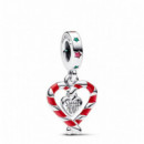 PANDORA Charm Colgante en Plata de Ley Corazón Bastón Caramelo Doble 792822C01