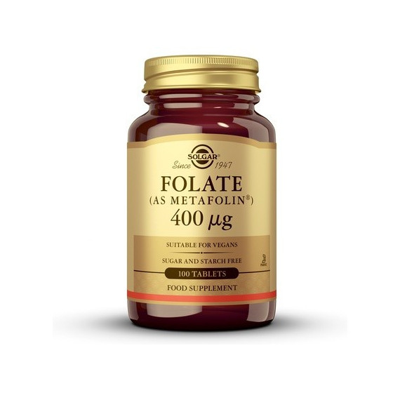 Folato (metafolin) 400MCG SOLGAR  100 Tabletas