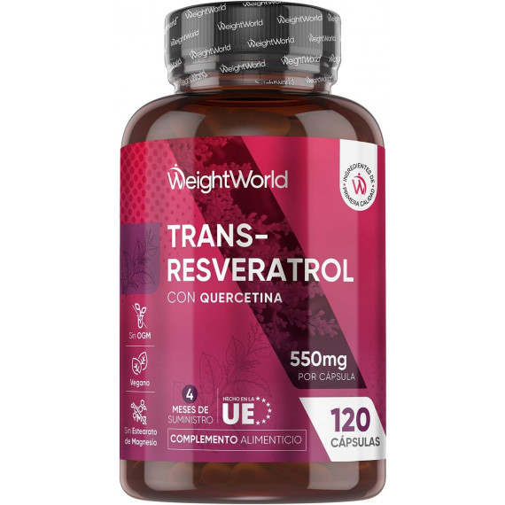 Trans Resveratrol con Quercetin 550 Mg 120 Capsulas WEIGHTWORLD