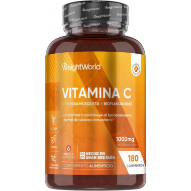 Vitamina C con Escaramujo y  Bioflavonoide 1000 Mg 180 Tabletas WEIGHTWORLD