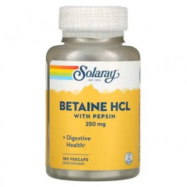 Betaine Hcl Pepsin 250 Mg C/180 Caps SOLARAY
