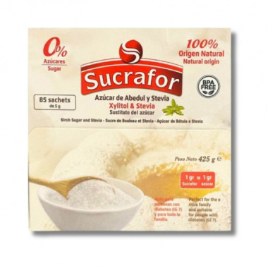 AZUCAR DE ABEDUL Y ESTEVIA 85 SACHETS SUCRAFOR