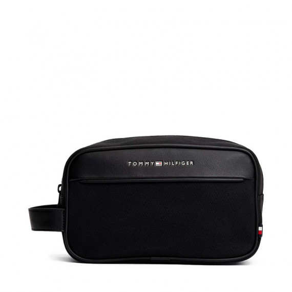 Neceser con paneles mixtos y logo metálico