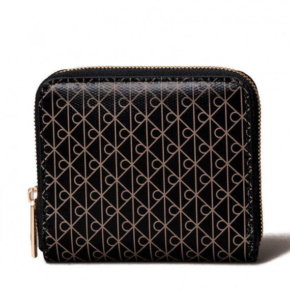 Cartera cuadrada con cremallera en el contorno con RFID y logo