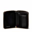 Cartera cuadrada con cremallera en el contorno con RFID y logo