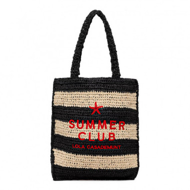 BOLSO STRIPED RAFFIA-EFFECT