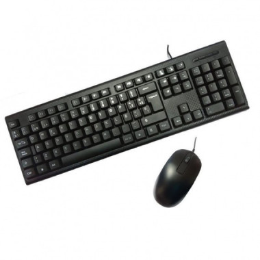 COOLBOX TECLADO Y RATON CON CABLE PCC-KTR-001 NEGRO  Resistente A Salpicaduras