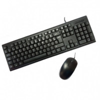 COOLBOX Teclado y Raton con Cable PCC-KTR-001 Negro  Resistente a Salpicaduras