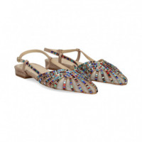 sin Talon Beige Cristales Multicolor  EXE