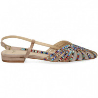 sin Talon Beige Cristales Multicolor  EXE