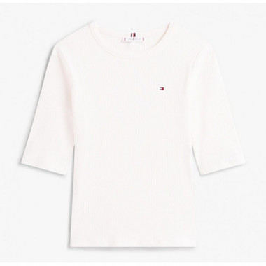 TOMMY HILFIGER - SLIM 5X2 RIB C-NK 1/2 SLV - YA8 - F|WW0WW47308/YA8