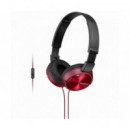 Auriculares Sony MDR-ZX310AP con Micrófono, Jack 3.5mm, Plegables, Rojos
