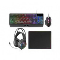 Kit MARS GAMING Teclado + Ratón + Auriculares + Alfombrilla Rgb Negro (MCP124PROES)