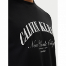 Camiseta Calvin Klein logotipo bordado negra