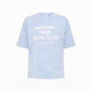 Camisetas Camiseta ICHI Nomandy Powder Blue / Cloud Dancer