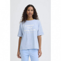 Camisetas Camiseta ICHI Nomandy Powder Blue / Cloud Dancer