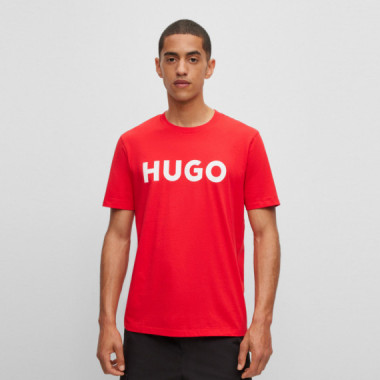 HUGO Camiseta regular fit en punto de algod&oacute;n Rosa 50467556-693