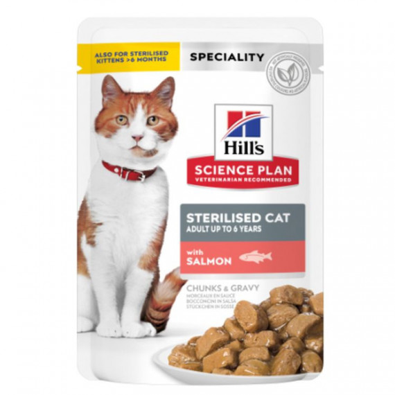 Hills Sp Gato Adulto Esterilizado Salmon Pouch 85 Gr  HILL'S
