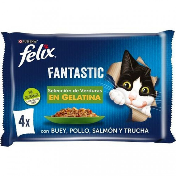 FELIX Gato Adulto Fantastic Seleccion Verduras 4X85 Gr