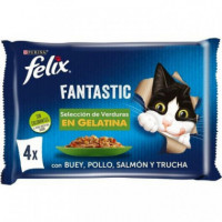 FELIX Gato Adulto Fantastic Seleccion Verduras 4X85 Gr