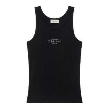 Camiseta slim de tirantes de canal&eacute; de algod&oacute;n