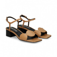 SANDALIA CIRCULOS PIEL CAMEL