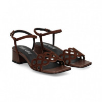 SANDALIA CIRCULOS ANTE MARRON