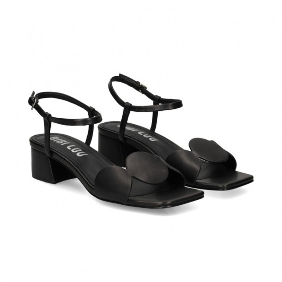 SANDALIA CIRCULOS PIEL NEGRO