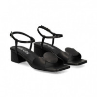 SANDALIA CIRCULOS PIEL NEGRO