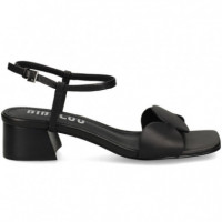 Sandalia Circulos Piel Negro  BIBI LOU