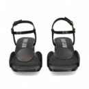 SANDALIA CIRCULOS PIEL NEGRO