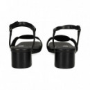 SANDALIA CIRCULOS PIEL NEGRO