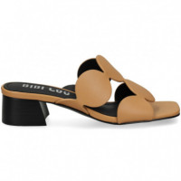 Pala 2 Tiras Circulos Piel Camel  BIBI LOU