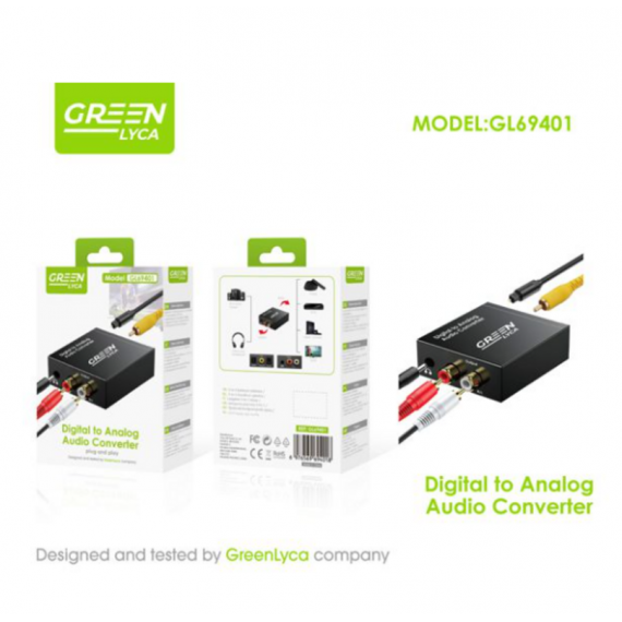 Adaptador Conversor de Audio Digital a Analógico Green Lyca GL69401 Plug & Play