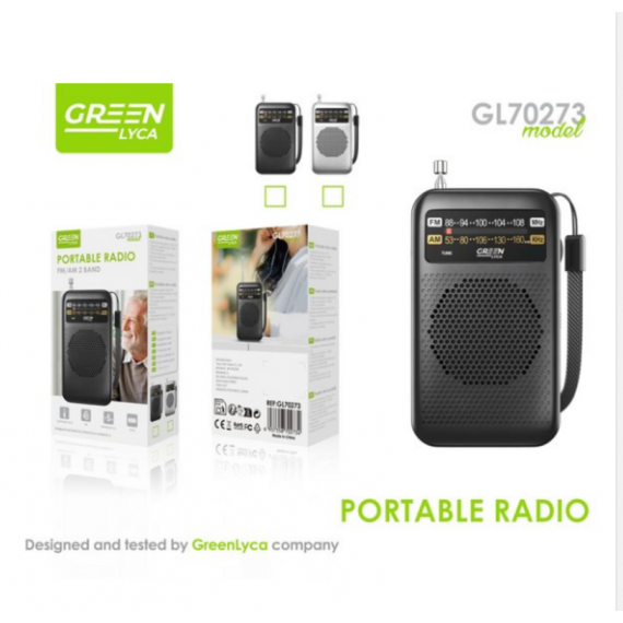 Radio Portátil Green Lyca FM/AM 2 Bandas Jack Auriculares 1W (GL70273)