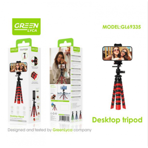 Trípode Flexible GreenLyca GL69335 con Rotación de 360° para Móvil y Cámaras Pequeñas