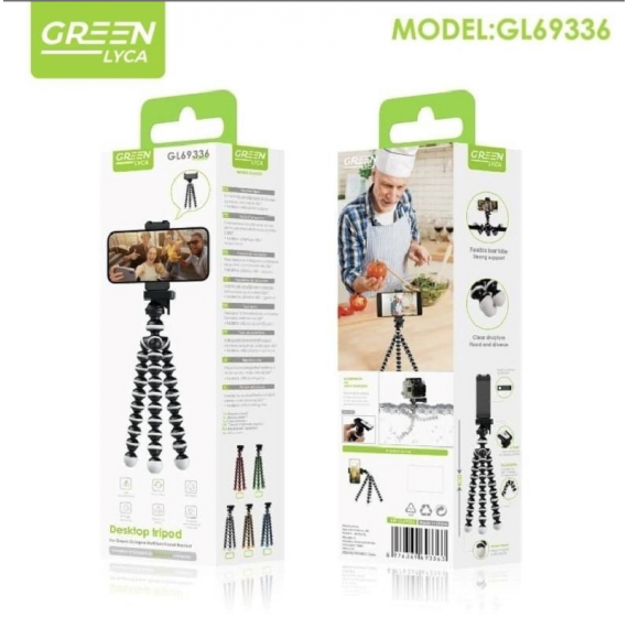 Trípode Flexible Greenlyca 360° para Móvil y Cámaras, Rojo (GL69336, 28cm)